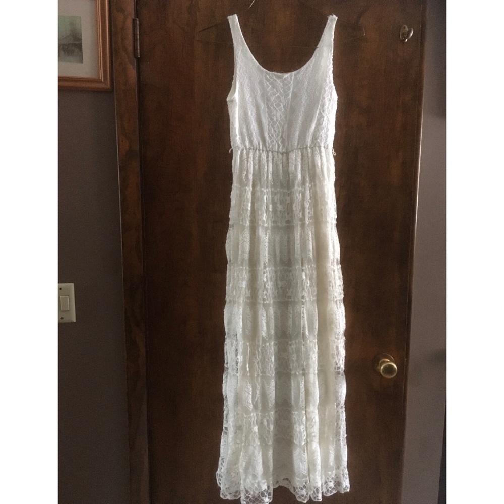 Long, white, lace dress